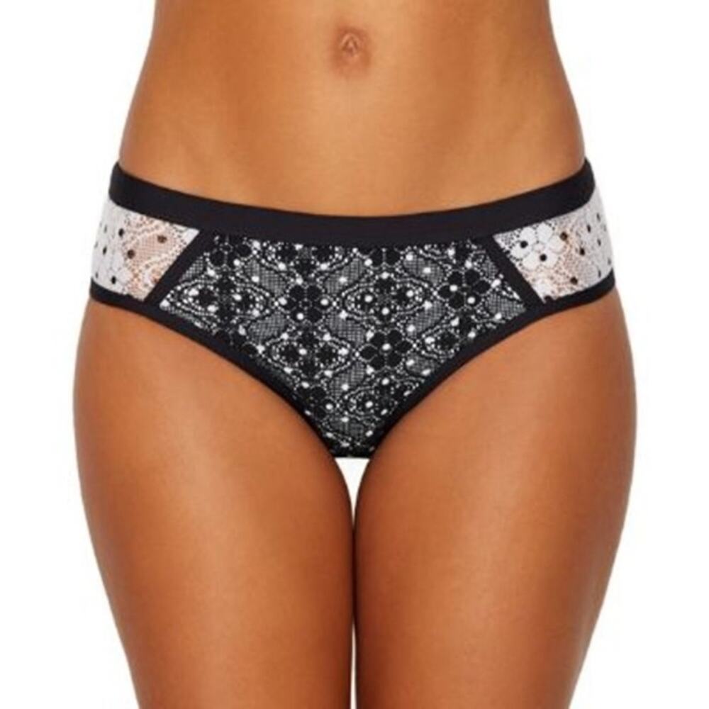 NWT Anne Cole White Black Crochet Lace Print Bikini Bottoms XS - Picture 2 of 10